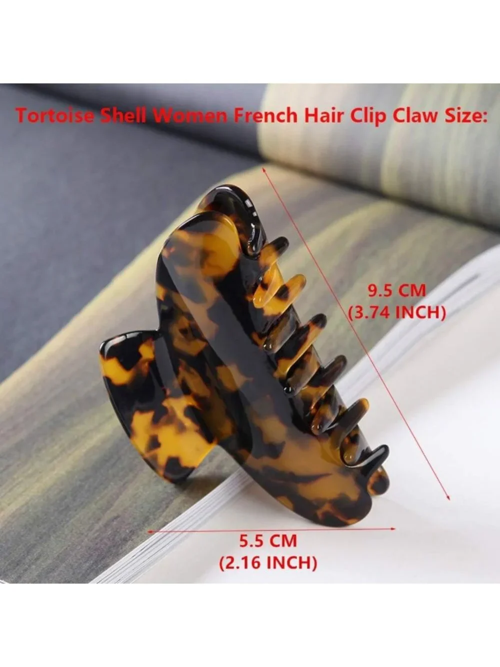 2 Pack Large Tortoise Shell Hair Claw Clips - Nonslip Jaw Clips for Thick Hair